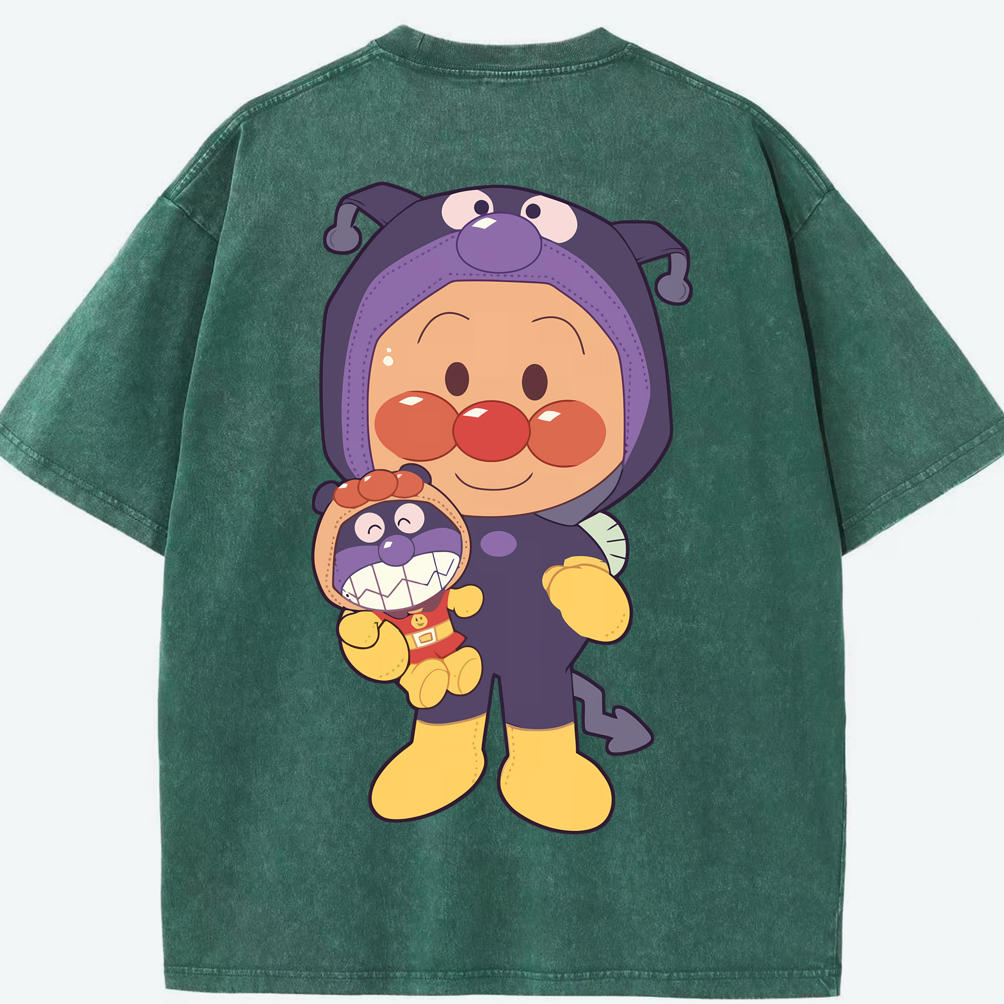 （画像用） アンパンマン Anpanman 綿100% ヴィンテージ風 半袖Tシャツ（背面プリント）